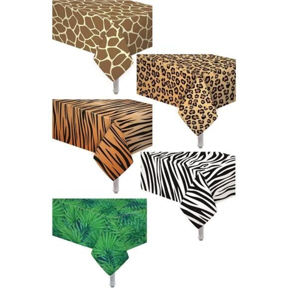 5 Pack Animal Safari Theme Zoo Print Table Cover Animal Theme - Picture 1 of 7